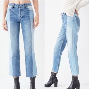 Womens BDG Urban Outfitters Two-Tone High Rise Slim Straight Jessye Jean W26 L32